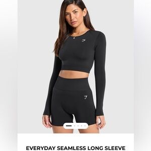 Black Everyday Seamless Long Sleeve Crop Top